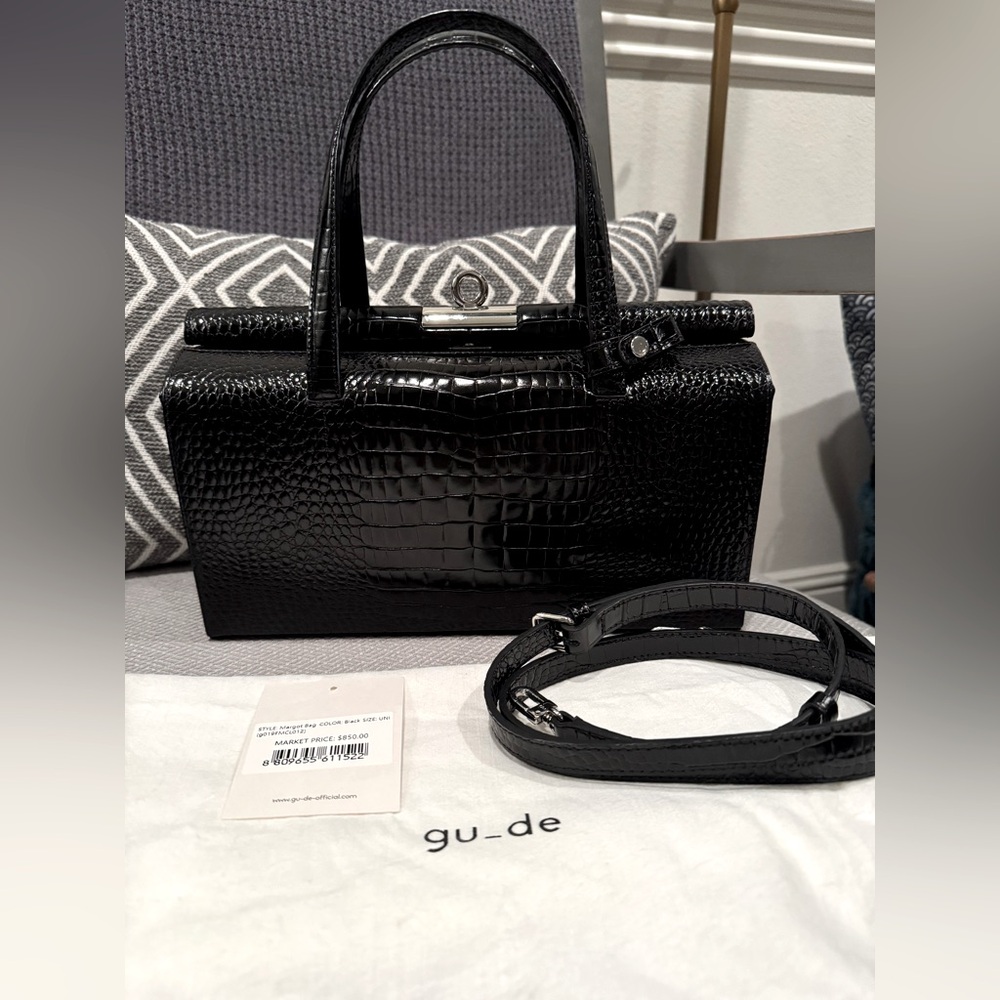 gu_de Margot Bag Croc-embossed Black